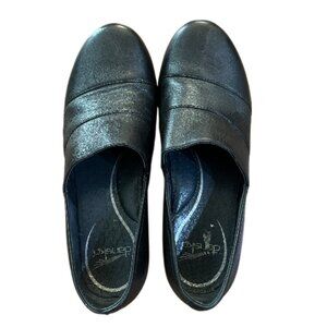 Dansko Tinley Women Size 38  Black Leather Professional Medical Clogs Unique
